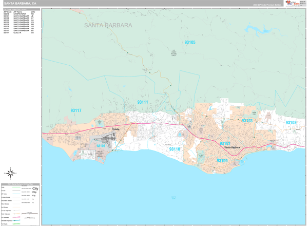 Santa Barbara Wall Map